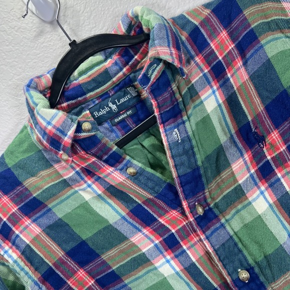 Ralph Lauren Flannel Shirt Classic Fit Plaid Button Down Long Sleeve Small - Picture 1 of 11